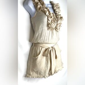 Double Zero Cream Ruffle Tie-Front Romper - Size M - NWT!